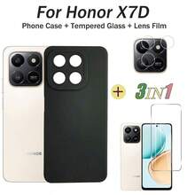3合1 Honor X7D 手機殼 防震保護殼 + 鋼化玻璃貼膜 + 鏡頭貼膜 - 黑色 - 查看 1