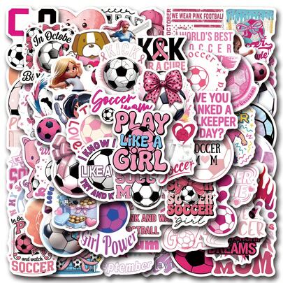 62 PCS Pink Soccer Stickers, Retro Aesthetic Stickers, Perfect For DecoratingYour Phone, Water Bottles, Scrapbook, Journaling, Phone, Car, Laptop & More! ForGift Bags, Envelope Seals, Party Decoration