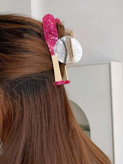 1 pieza Pinza de béisbol creativa, Accesorio de cabello único de estilo deportivo de nicho para mujeres, Coleta linda, Recogido, Pinza de cabello, Accesorio de cabello divertido, Estilo deportivo Pinza de cabello, Media recogida, Pinza de cabello para cabello a la altura de los hombros, Tamaño mediano, Regalo de moda, Uso diario, Estilo universitario, Tocado versátil