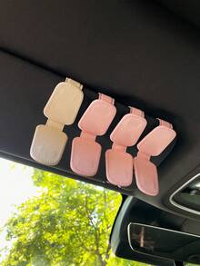 Flower Decor Car Visor Clip, Fashion Glasses Storage Holder With Magnetic Attachment - A - View 4
