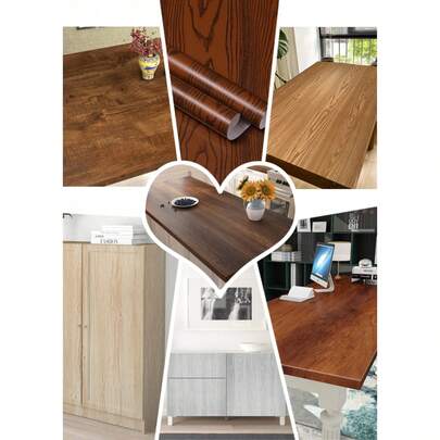 1 Roll Brown Wood Grain Wallpaper, Wood Plank Vinyl Peel And Stick Wallpaper, Suitable For Kitchen Cabinets, Drawers, Furniture Decor, Bedroom And Living Room Walls, Home Decor Wall Sticker, Size: 17.7" X 39.3"/118.1"/196.8"