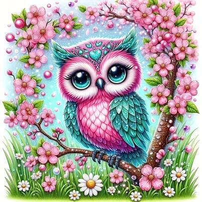 1pc [30*30cm/11.8*11.8in][40*40cm/15.7*15.7in]5D Acrylic Diamond Painting Kit, Owl Pattern, Suitable For Adult Beginners DIY Mosaic Diamond Art, Full Drill Handmade DIY Diamond Painting, Applicable For Living Room, Bedroom, Office Wall Decor Painting, Surprise Art Home Decor Gift For Family And Friends