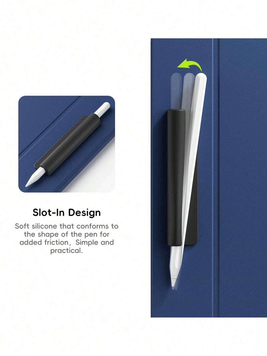 1 pieza Soporte adhesivo de silicona negra para lápiz capacitivo, compatible con Apple Pencil 1ra/2da generación, S7/S8 Stylus - Negro - Ver 1