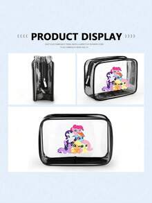 MY LITTLE PONY 1个小马宝莉彩虹小马、碧琪、柔柔、暮光闪闪、苹果嘉儿主题化妆包，PVC材质，可爱旅行洗漱包，适合女性，完美的万圣节和圣诞节礼物 - 彩色 - 查看 9
