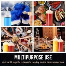 3 buah Botol Bumbu Peras 8oz, Tutup Plastik dengan Tanda Ukuran yang Dapat Diputar, Wadah Dispenser untuk Saus Tomat, Mustard, Saus BBQ, Saus Salad, Minyak Zaitun, Cocok untuk Penggunaan Restoran yang Intensif - MultiWarna - View 4