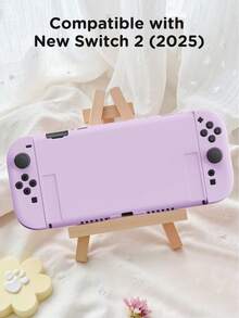 1pc Purple Soft TPU Protective Case For Nintendo Switch OLED & Standard Switch, No Need To Disassemble, Shockproof, Dustproof, DIY Graffiti, Elegant & Fresh Appearance, Ideal Gift Compatible With Switch Gamers - View 3