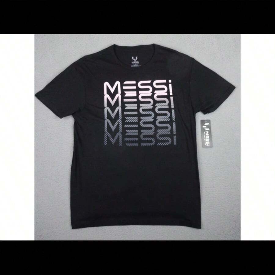 Lionels Messis S Shirt Mens Large Black Name Stack Graphic Tee Miami Soccer NWT New - 黑色 - 查看 1