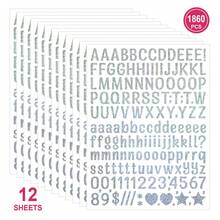 10/12/15pcs 0.5 Inch English Letter Stickers, Gold/Silver Scrapbooking Decorative Small Size Letter & Number Stickers School Supplies - Multicolor - View 24