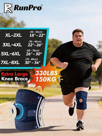 RPPR 1pc Adjustable Plus Size Knee Pad, Extra Large Heavy Duty Anti-Slip Striped Knee Brace, Blue Oversized Knee Sleeve, Size XL-8XL, Suitable For 60-150kg/130-330lbs