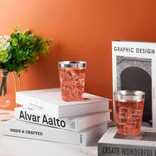 20pcs/Set 200ml Silver-Rimmed Transparent Glass Cups, Durable And Fashionable, Suitable For Weddings, Parties And Other Occasions - Silver - View 3