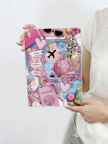 Cute Pink Travel Elements Shockproof Basic Pad Case 1pc Pink Travel Collage City Landmark Passport & Airplane Print Transparent Protective Case Integrating Passport & Globe City Landmark Travel Aesthetic Design Suitable For 10th Gen Suitable For Travelers Cute Style Lovers Birthday Anniversary Spring Gift - Clear - View 12