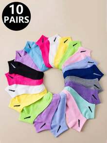 1/5/10/20 双装 男士多色春夏秋季短袜，休闲运动踝袜，舒适轻便休闲袜 - 彩色 - 查看 12