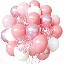 54pcs/28pcs Balloon Set 10inch/12inch White, Macaron Pink, Pastel Pink, Metallic Pink, Pink Foil Sequin Balloons, Latex Balloon Set, Suitable For Anniversary, Wedding Decoration, Photo Backdrop, Birthday Decoration, Bridal Shower, Theme Decoration, Indoor Decoration, Proposal Ceremony - Multicolor - View 1
