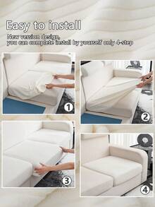 1pc Plush Fabric Sofa Slipcover, Stain-Resistant Anti-Slip Sofa Seat Cover, Machine Washable, Pet-Friendly, Elastic Sofa Cushion Cover For 1/2/3/4 Seater Sofa, L-Shaped Sofa - Striped Pattern - Dark Grey - View 8