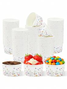 10pcs Floral Pattern Paper Ice Cream Bowls, Popcorn Bowls, Candy Bowls, Disposable Tableware, Snack Bowls, Disposable Food Containers, Cookie Baking Bowls, Desktop Decor, Gender Reveal Party Supplies, Baby Shower Party Decorations, Spring Theme Party Supplies, 1st Birthday Party Supplies, Holiday Party Supplies, Kitchen Decor - Wildflowers - View 4