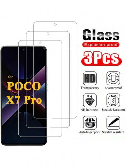 3pcs-Mi POCO Series, Ultra-High-Definition Full Coverage Mobile Phone Tempered Film Screen Protector, Suitable For Poco F6/F6 PRO/ /M6/M6PRO//M6 5G/M6PRO 5G/X6/X6PRO/F3/F4/F4 GT/F5/F5 Pro/X5/M4 Pro 5G/X3/X3 GT/X3 NFC/X3 Pro