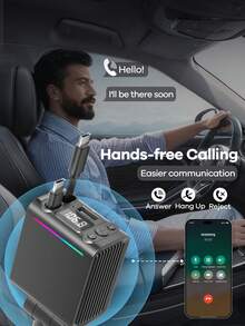 REMAX Bluetooth Car Charger With RGB Lights & 29" Retractable Cable; PD 30W Fast Charging; BT 5.3 For Hands-Free Call/Music; Auto Reconnect; Type-C Charger Compatible With Apple/Android; Car Accessories; Car Stuff; Car Essential For Travel - C88 - View 7