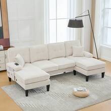 Sofas & Couches - Beige + Linen + 4 Seat + Foam - View 8