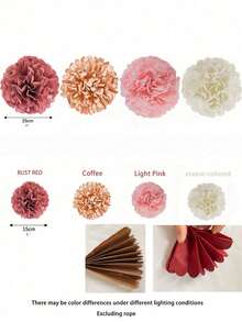 24pcs Paper Flower Ball Set, Paper Flower Decor, Suitable For Wedding, Birthday, Bridal Shower Decoration (Multi-Color) - Multicolor - View 12