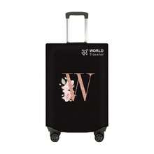 1pc Non-Stretch Non-Woven Fabric Luggage Protective Cover Suitable For 20-30 Inch Trolley Case, Anti-Scratch Luggage Protector Cover With Rose Gold Letter Pattern, Travel Accessory Essential For Back To School - Black - View 86