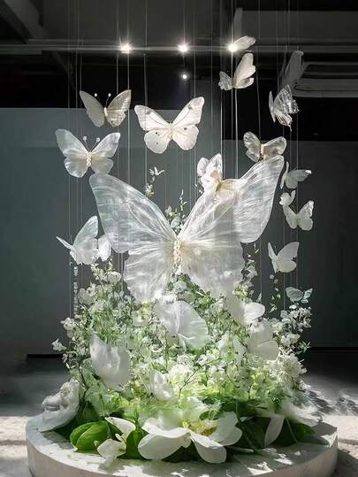 1PC Artificial Butterfly Decorations With Iridescent Wings - Vibrant Multicolor Fabric Butterflies For Wedding Decor, DIY Party & Home Celebrations, No Electricity Needed, Traditional Style Event Decorations, Butterfly Decorations, Celebration Accessories, Intricate Wing Details