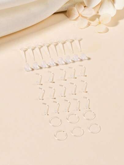 20G 透明鼻钉塑料鼻环，适合工作场合佩戴，亚克力鼻钉固定器，生物弹性隐形鼻钉隔片