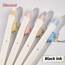 1/4/8支/套 - 0.5毫米可爱猫咪图案按动式圆珠笔,中性笔身,配0.5毫米笔芯,适合学生使用 - 貓咪造型 - 查看 2