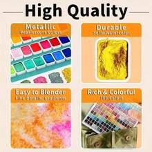 180色珠光水彩颜料套装，色彩鲜艳，易于晕染，适用于艺术家、素描和DIY手工制作。 - 套裝 - 查看 5