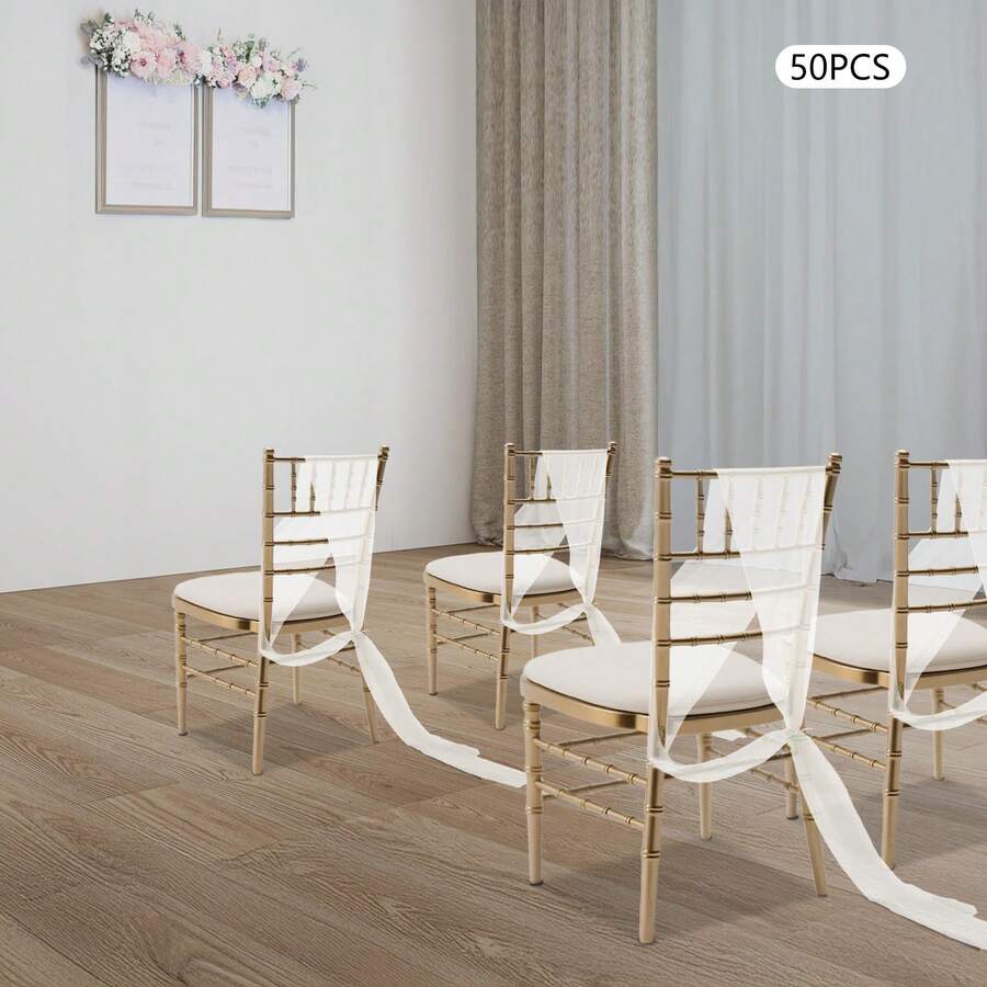 SanBouSi Hochzeitsstuhl-Dekoration aus Tüll, dekorativer Tüll für Stühle, Tüll-Dekoration für Stühle für Hochzeitsfeiern und Weihnachten - Verschiedenfarbig - Übersicht 1