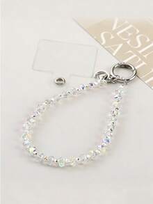 Rhinestone-Like Material . Internet Celebrity Phone Chain, Crystal Phone Chain, Light Luxury Ins Internet Celebrity Moon Phone Case Lanyard, Multi-Functional Fashionable Phone Anti-Loss Chain, Key Chain, Phone Safety Rope - Multicolor - View 2