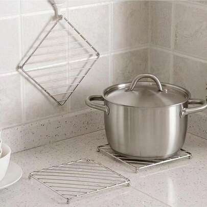 1/3 ชิ้น,ขาตั้งสเตนเลสสำหรับหม้อและกระทะร้อน, ที่วางหม้อโลหะหรูหรา - ใช้ได้หลากหลาย ทนความร้อนได้ดีเยี่ยมสำหรับเคาน์เตอร์ครัว, ที่วางจานร้อนขนาดใหญ่ขึ้น