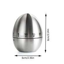 Egg-Shaped Stainless Steel Mechanical Kitchen Timer: 60-Minute Rotating Timer For Cooking And Learning. - Silver - View 3