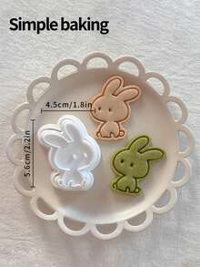A Cute Little Rabbit-Shaped Cookie Cutter, A Cookie Stamp Featuring A Little Rabbit, Chrysanthemum And Rose Patterns, A Kitchen Parent-Child Cookie Mold, A Set Of Love Snacks-Making Tools For Giving To Mom. - View 6