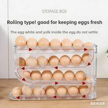 1PC Frosted Clear Plastic 4-Tier Auto Rolling Egg Organizer, 30 Eggs Capacity, Only 7cm (2.8in) Wide, Space-Saving Fridge Storage Box, Kitchen Essentials - 透明白[4層約30蛋] - 查看 4