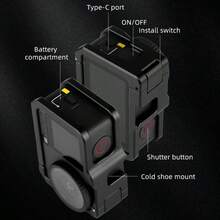 Metal Camera Cage Compatible With Action 6, Lightweight Aluminum Alloy Protective Frame With Quick Release, Cold Shoe Mount, Type C Access, Compatible With Original Magnetic Base For Vlogging And Outdoor Shooting - View 6