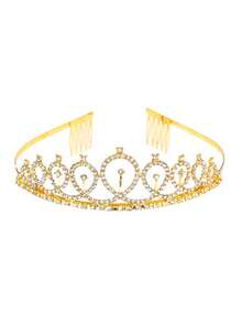 1个女孩生日皇冠，新娘派对水钻发饰，生日头箍，合金皇冠 - 彩色 - 查看 14