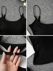 Backless Sexy Camisole Top For Women With Padded Bra, Sleeveless Cami Top, Summer Casual Black - Black - View 10