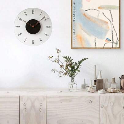 1个30厘米钢化玻璃静音挂钟，现代简约风格，适用于客厅、厨房、办公室，时尚家居装饰，圣诞节、新年、感恩节礼物