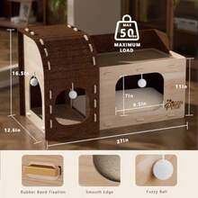 Large Cat Beds For Indoor Cats Two-Story Cat Cave Cube For Multiple And Large Kitties Foldable Cat Houses Hideaway Condo With Fluffy Ball Scratch Pad Removable Washable Cushioned Pillow - Màu nâu - Xem 2