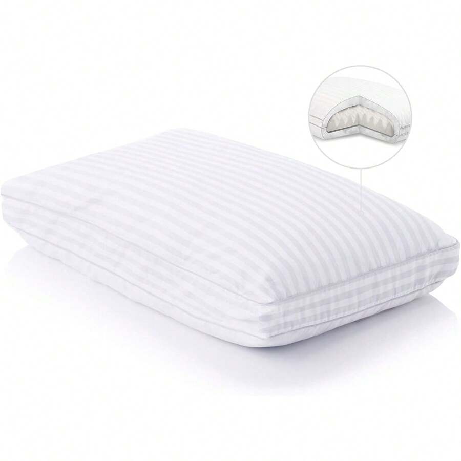 Convolution Gelled Microfiber With Convoluted Memory Foam Pillow - Down Alternative - Queen - White - View 1
