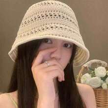 Trivaya 1pc 2025 New Summer Hollow Out Bucket Hat, Women's Breathable Sun Hat, Thin Sunshade Hat, Hollow Bucket Hat, Fashionable Bucket Hat, Available In 4 Colors - Multicolor - View 7