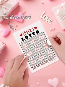 Customized Valentine's Day Scratch Card, Fun Scratch Card Gift, Personalized Surprise Text Content, Scratch To Reveal Surprise, Suitable For Couples, Anniversary, Business Gifts, Parties, Vouchers, Discount Coupons, Raffle Tickets, Creating A Positive Atmosphere With Scratch Cards - Multicolor - View 1