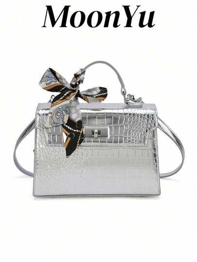 Nueva cartera de mujer con estampado de cocodrilo brillante, de gran capacidad, con diseño elegante y a la moda, incluye un pañuelo de seda a juego que se puede usar como bolso de hombro