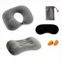 Inflatable U-Shaped Neck Pillow, Eye Mask, Earplugs Travel Set, Essential Travel Accessories - Set - View 7