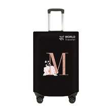 1pc Non-Stretch Non-Woven Fabric Luggage Protective Cover Suitable For 20-30 Inch Trolley Case, Anti-Scratch Luggage Protector Cover With Rose Gold Letter Pattern, Travel Accessory Essential For Back To School - Black - View 93