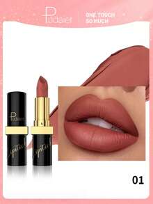 Pudaier Luxury Velvet Semi-Matte Lipstick - Long-Lasting Color & Moisturizing Formula Black & Gold Lipstick, Suitable For Daily Wear Or Special Occasions, Soft Velvet Texture For Perfect Makeup - 02 - View 3