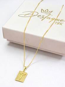 Venetian Chain 1.2mm 70cm With Jesus Christ Pendant, 18k Gold Plated, Premium Gold Color, Men's. - 金色 - 查看 1