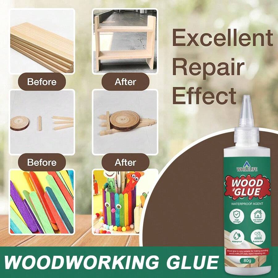 WHILELIFE Professional Wood Glue | Waterproof High-Strength Wood Glue, Transparent And Bubble-Free, Suitable For Furniture Repair, DIY Crafts And Wood Bonding - WOOD GIUE - View 1