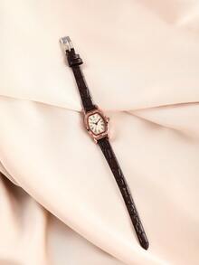 LIANDU Đồng hồ nữ phong cách retro thanh lịch, mặt tròn, máy quartz, dây da PU, thích hợp đeo hàng ngày, quà tặng sinh nhật. - màu nâu - Xem 9