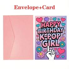 A Birthday Card Featuring KPOP Girl Prints With Heart And Flower Designs, Perfect For Birthday Celebrations And Gifts - Multicolor - View 14